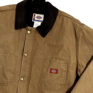 Dickies Canvas Barn Vintage Jacket Mens 2XL Brown Chore Lined Collar Utility